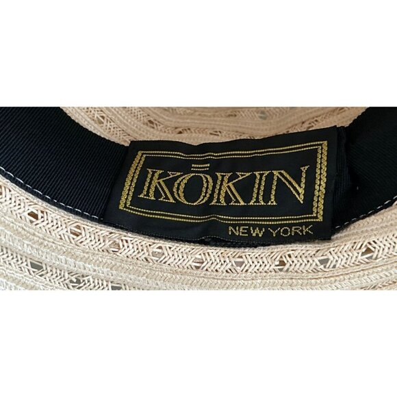 VINTAGE KOKIN NEW YORK Fedora HAT Woven Straw Natural Color main image 5